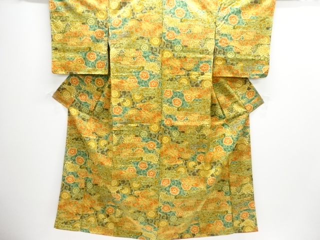 JAPANESE KIMONO / UNUSED JODAI TSUMUGI / EGASUMI & ARABESQUE FLOWER